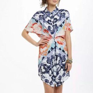 Maeve | Anthropologie | Hawaiian Floral Shirt Dress | Adjustable Waist | Small